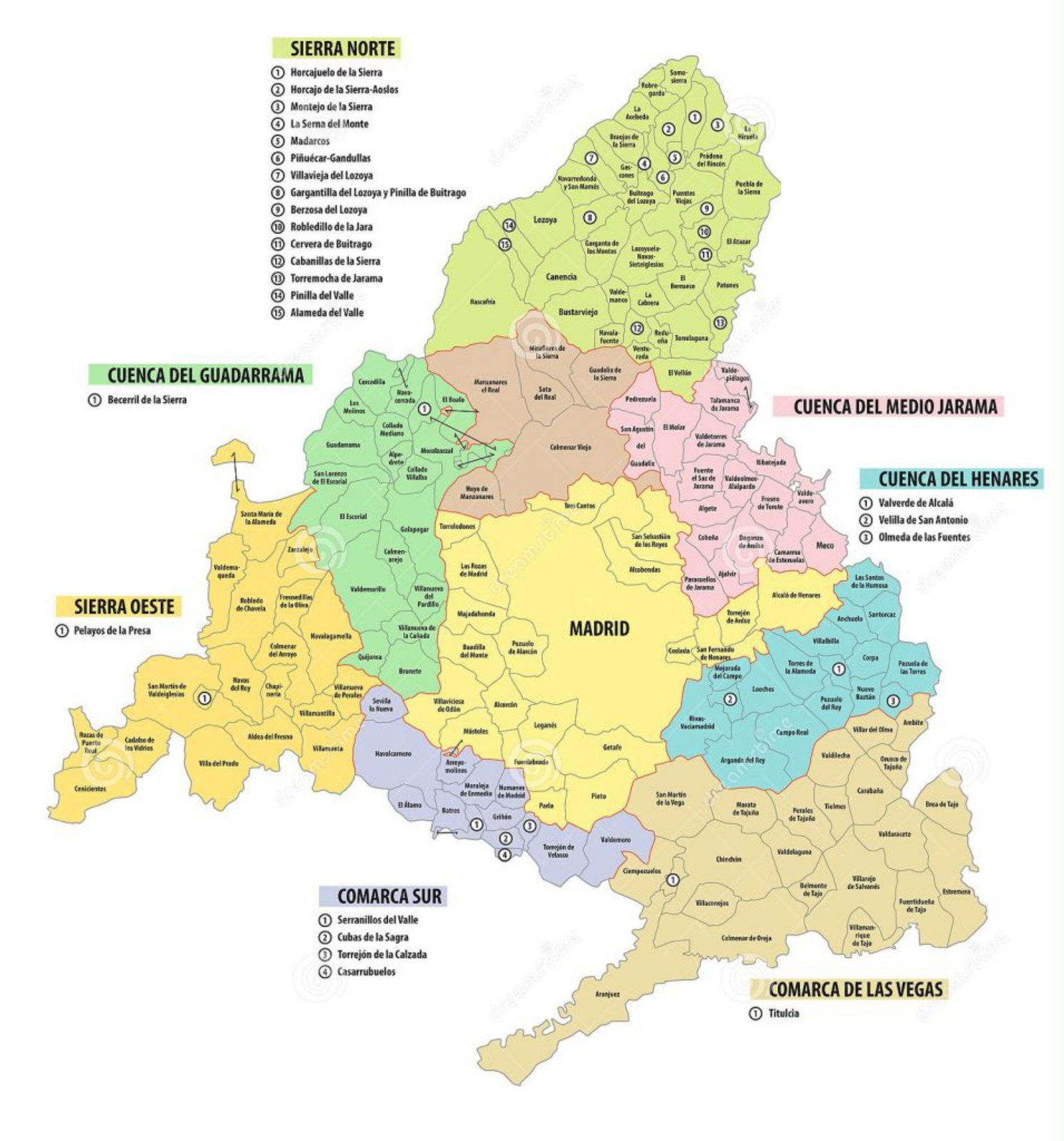Mapa de zonas de reparto Plamen — Comunidad de Madrid